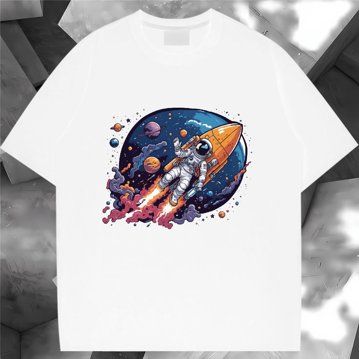 Loose Women Tshirts 230g 100% Cotton universe Sports Casual T-Shirts for Women Breathable Crew Neck Plus Size Custom Tees Shirts