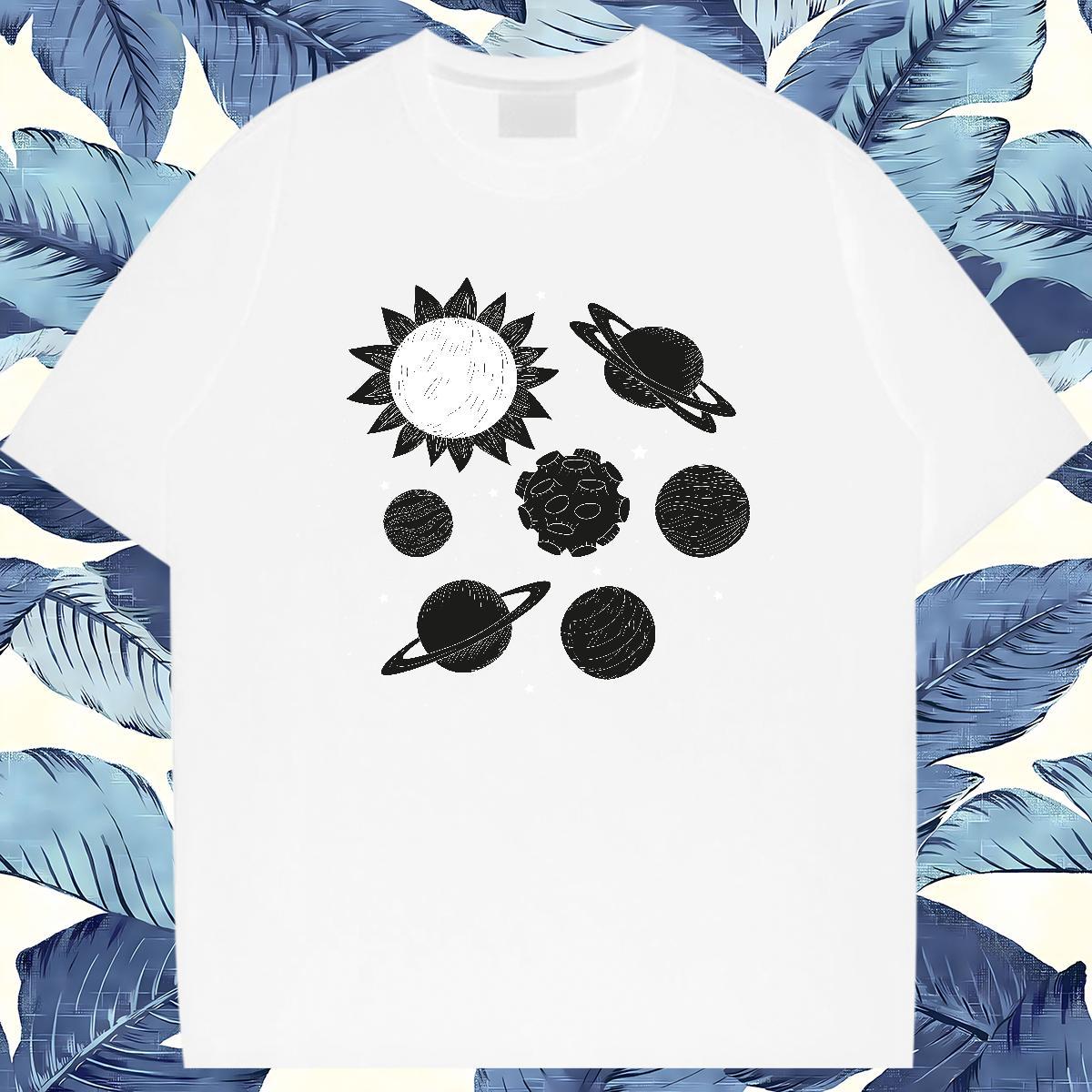 Wholesale Women Tshirts 100% Cotton 230g planet Casual Beach Womens T Shirts Round Neck Short Sleeve Custom Print Plus Size Tees Shirts