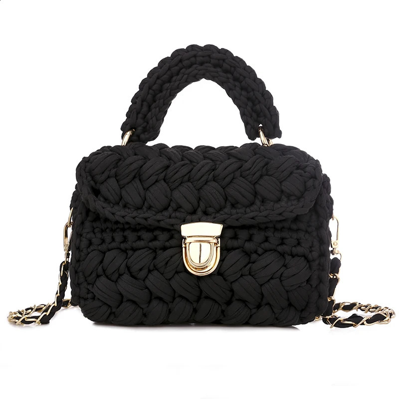 Rope Woven Women Handbags Knitting Chains Shoulder Crossbody Bag Casual Lady Hand Bags Small Flap Purses 240826