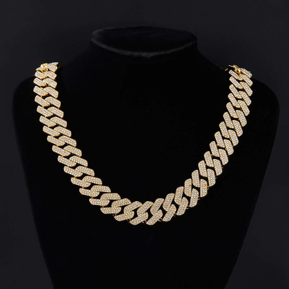 20mm hip hop full thick necklace exaggerated three rows dia cuban chain men's