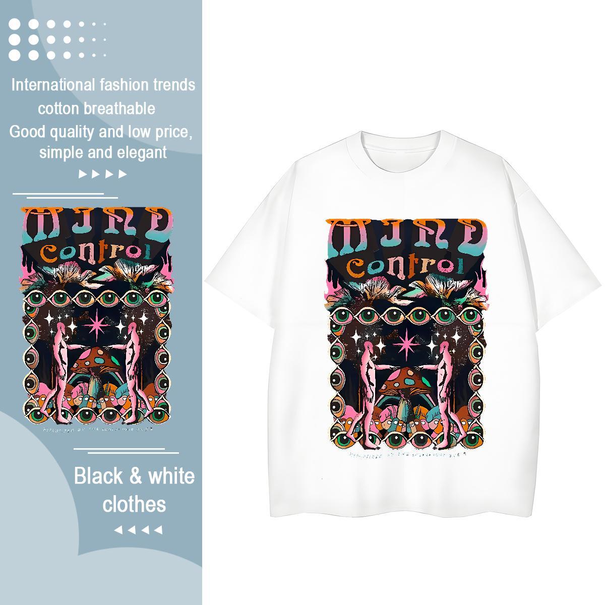 Lady Women Tshirts 100% Cotton 230g eyes Sports Street Wear T-Shirts Short Sleeve O-Neck Black Oversized Tops Tees