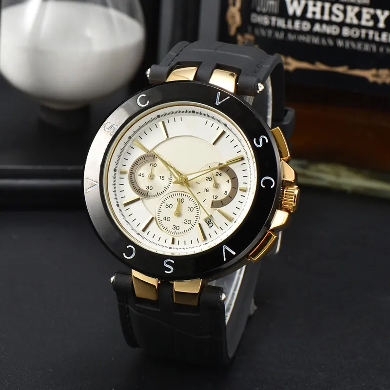 Vers Wrist Watches for Men 2024 Mens Watches All Dial Work Quartz Watch High Quality Top Luxury Brand Chronograph Clock Rubber Belt Fashion Montre de luxe