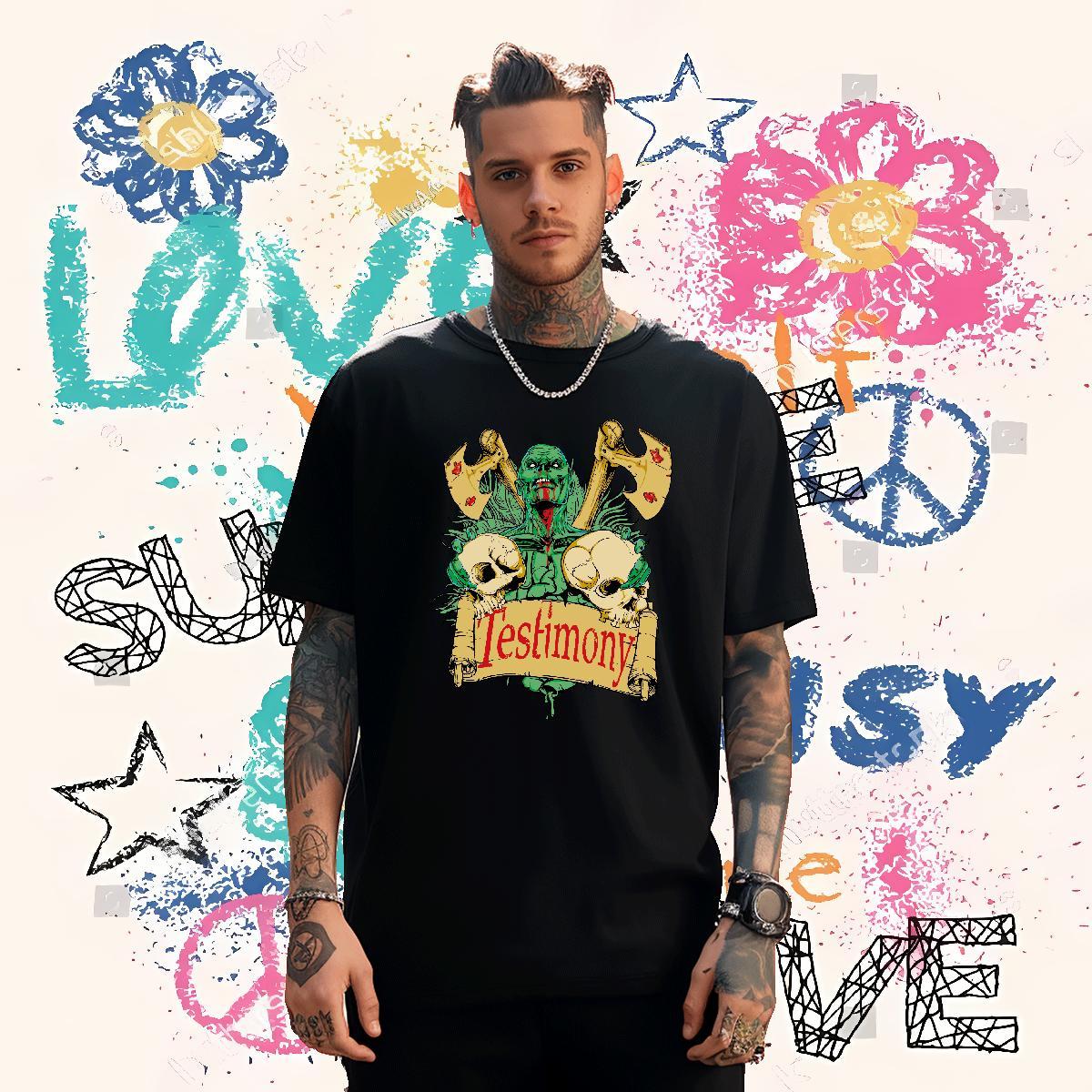 Brand T-Shirts for Men 230g 100% Cotton skull Daily Wear Black White Breathable Men Clothes T-Shirt DIY Tee Shirt