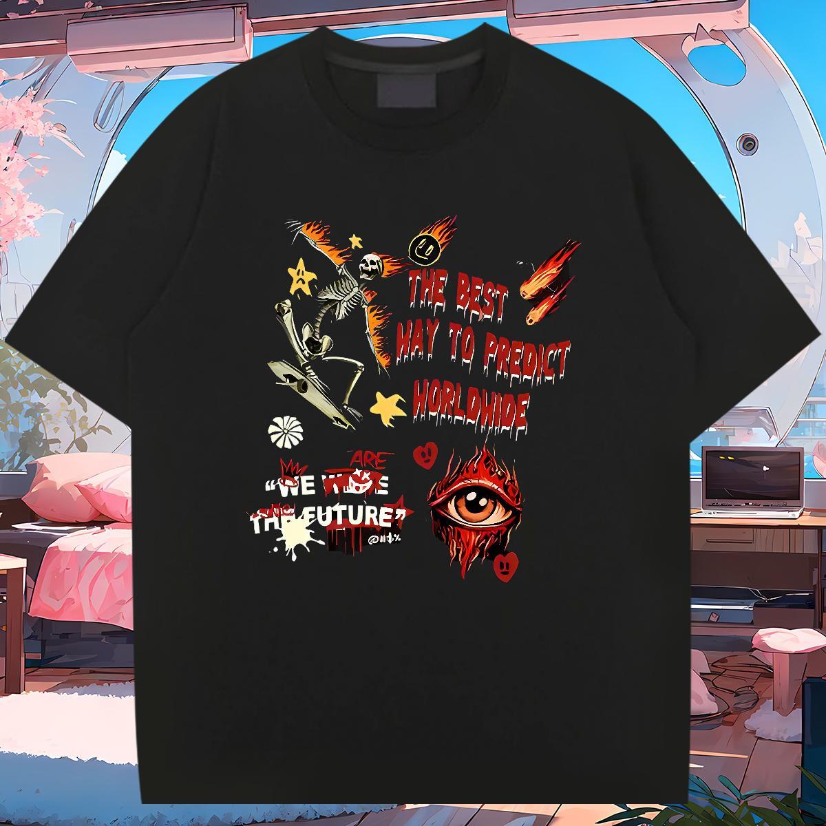 Designer T-Shirts 230g Pure Cotton halloween Anime Printing Street Custom Print Plus Size O Neck Short Sleeves Men Tees Fashion New Clothings