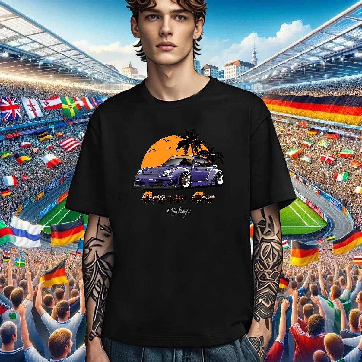 Cool T-Shirts for Men 230g Pure Cotton car Street Casual Custom Big Size Breathable Short Sleeve Men Tees Stylist Tshirts