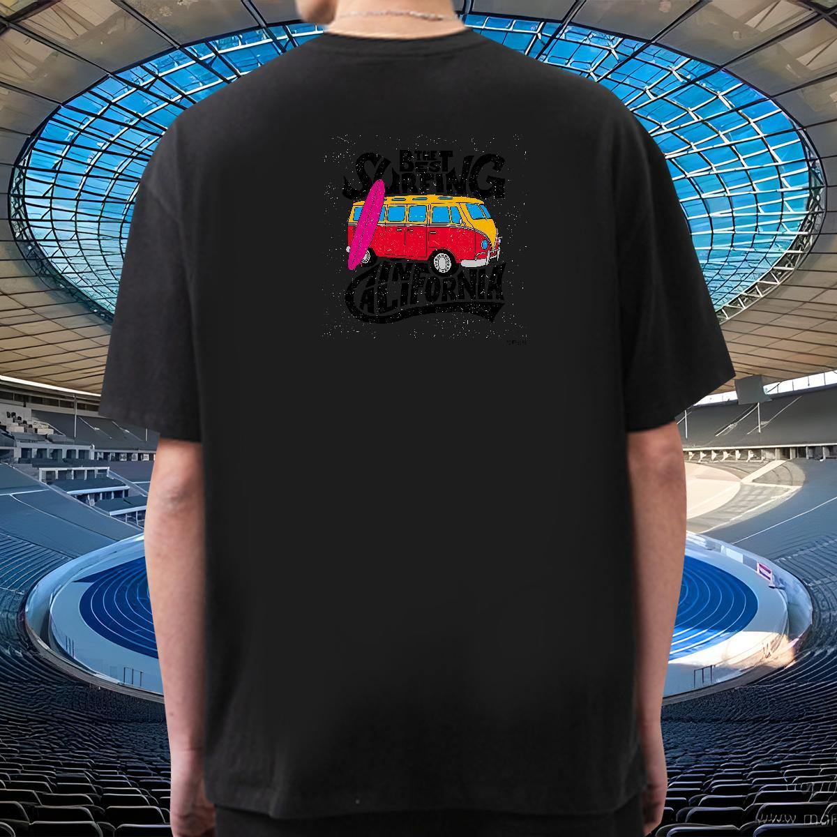 High Quality T-Shirts for Men 230g 100% Cotton car Casual Cartoon Printing L-4XL Breathable Men Tops Tees 2024 DIY Clothes