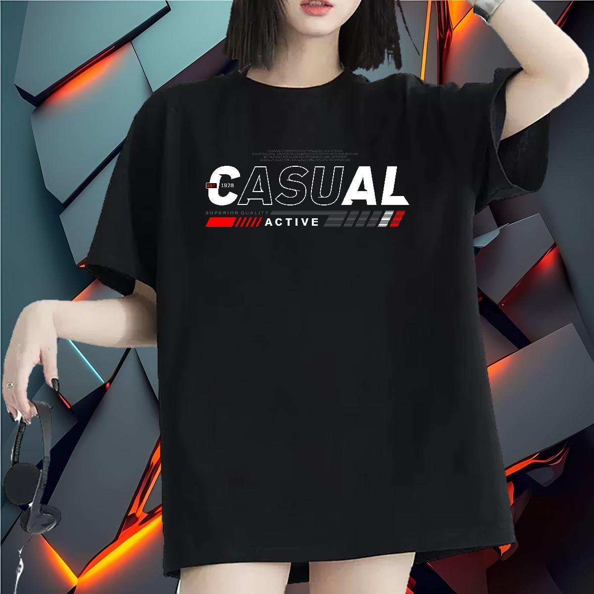 Nice Women Tshirts 100% Cotton 230g letter Sports Casual Women T Shirts Breathable Soft Customized Tees