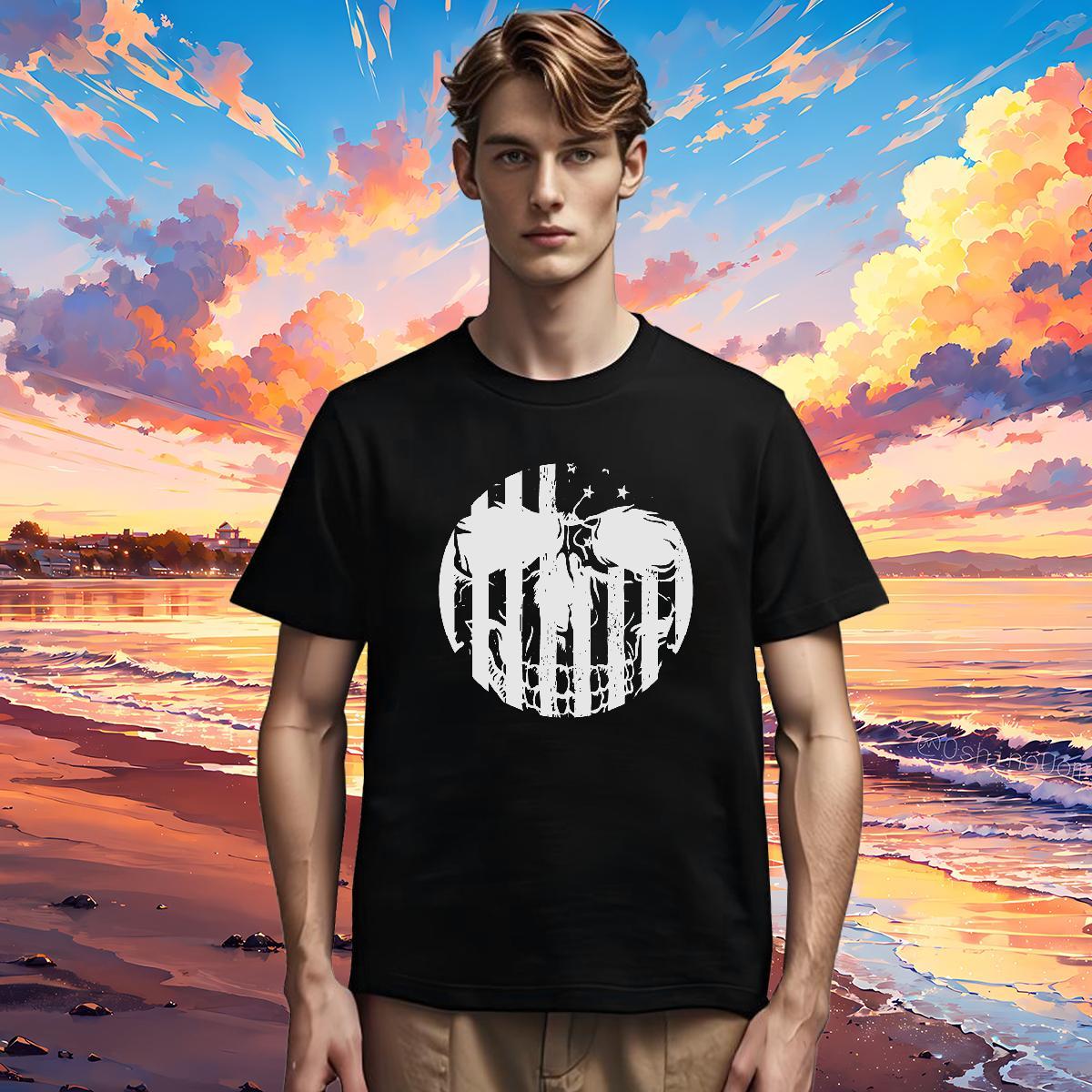 Unisex T shirt 230g Pure Cotton skull Home Outdoor Black Oversized Crew Neck Men Tees Custom Tee Shirt
