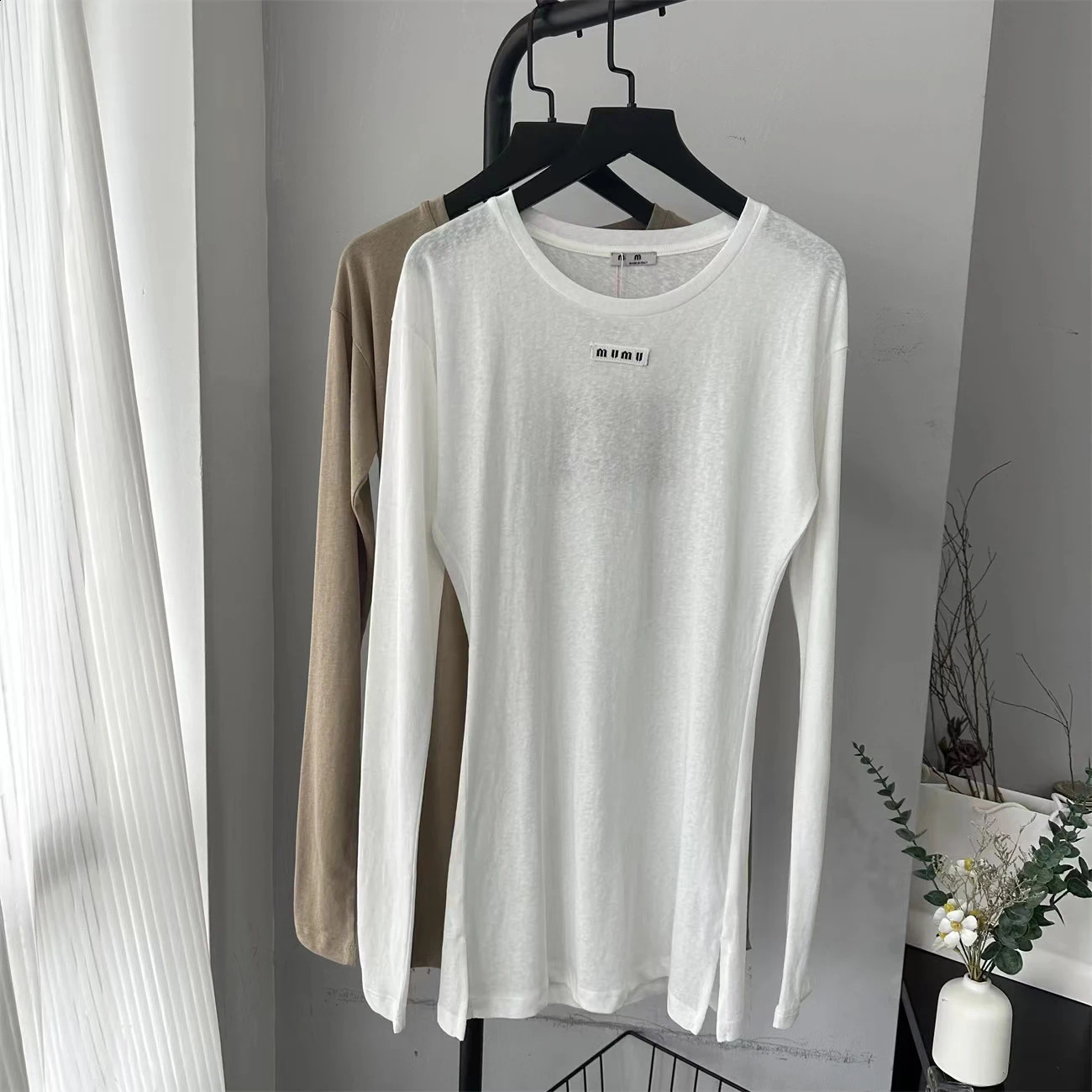 Ladies Spring/Summer Classic Long Sleeve T-shirt City Solid Color Long Sleeve O-Neck Sexy Tight T-shirt 240826