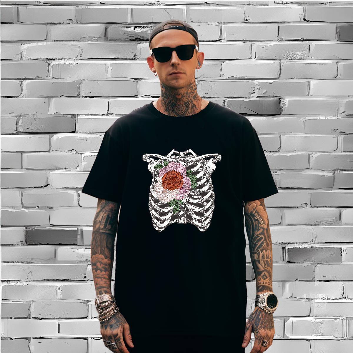 Designer Man T Shirts 230g Pure Cotton skull Daily Wear Custom Cartoon Short Sleeve O-Neck Men Tshirts Brand Top Tees