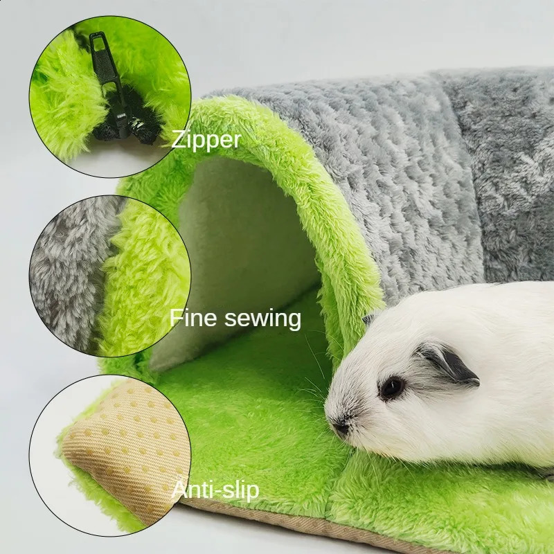 Plush Hamsters Playing Tunnels Winter Warm Cage for Guinea Pig Squirrel Rabbit Chinchilla Sugar Glider Small Pet Accessories 240824