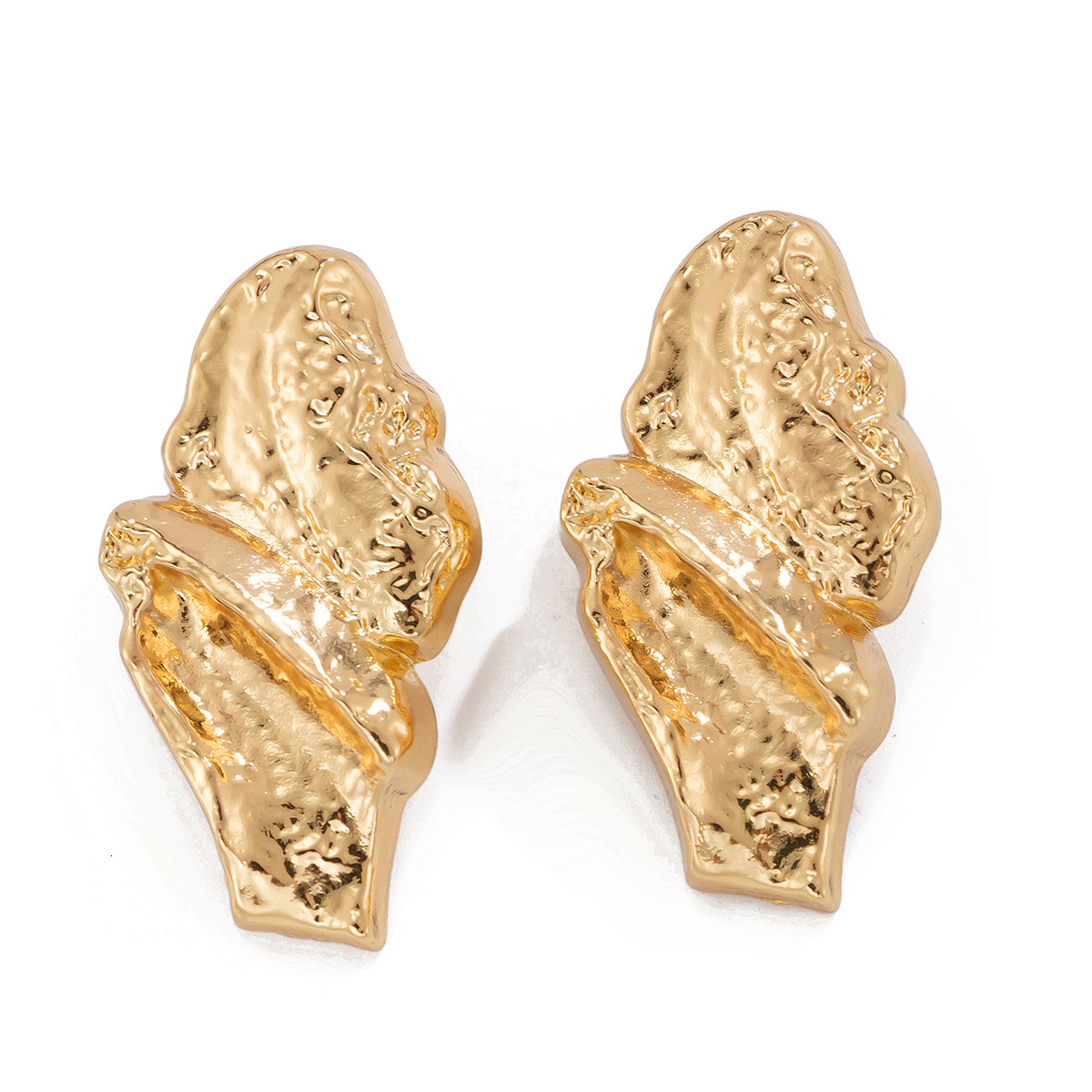 Irregular hollow out twisted circular with geometric alloy and minimalist style earrings