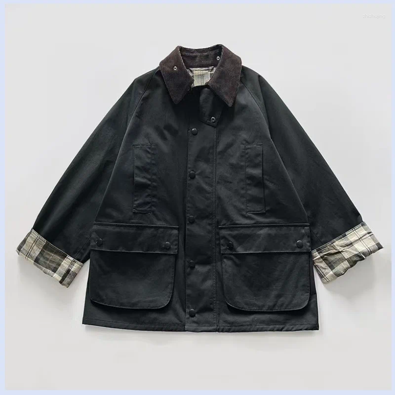 Women's Jackets Wax Free Lapel With Multiple Pockets Outdoor Loose Retro And Nostalgic Atmosphere Patchwork Jacket For Women
