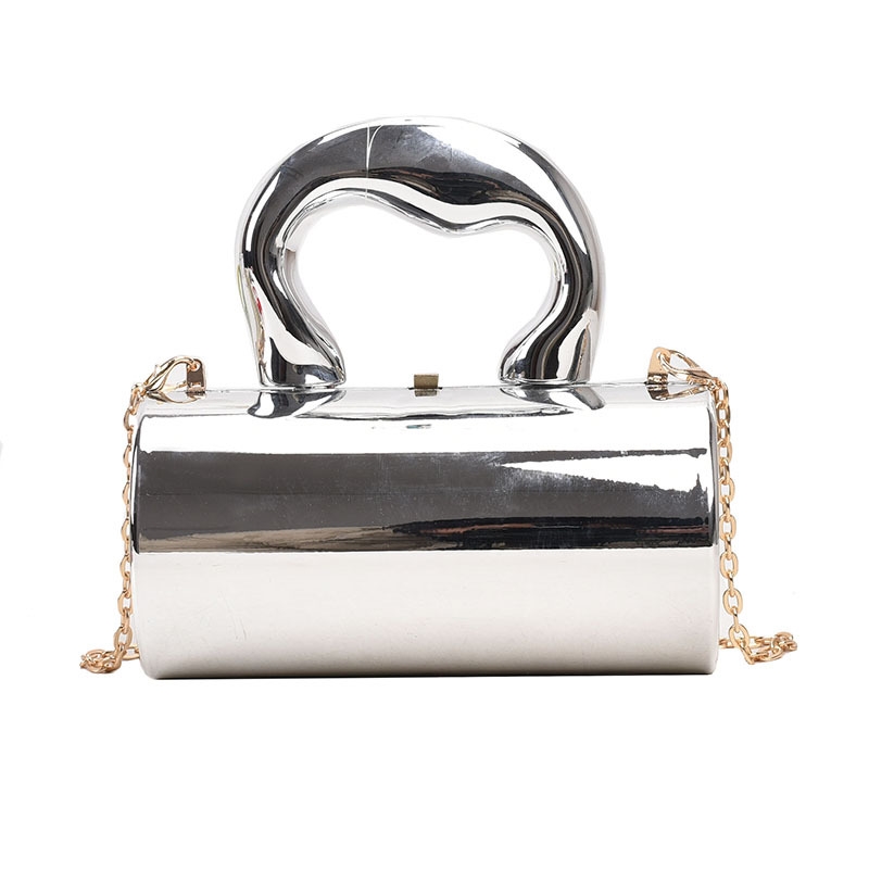 In 2024 The New Fashion Classic Solid Color Mirror Acrylic Box-Type Bag With Personalized Handle Handbag Is Suitable For Traveling And Shopping