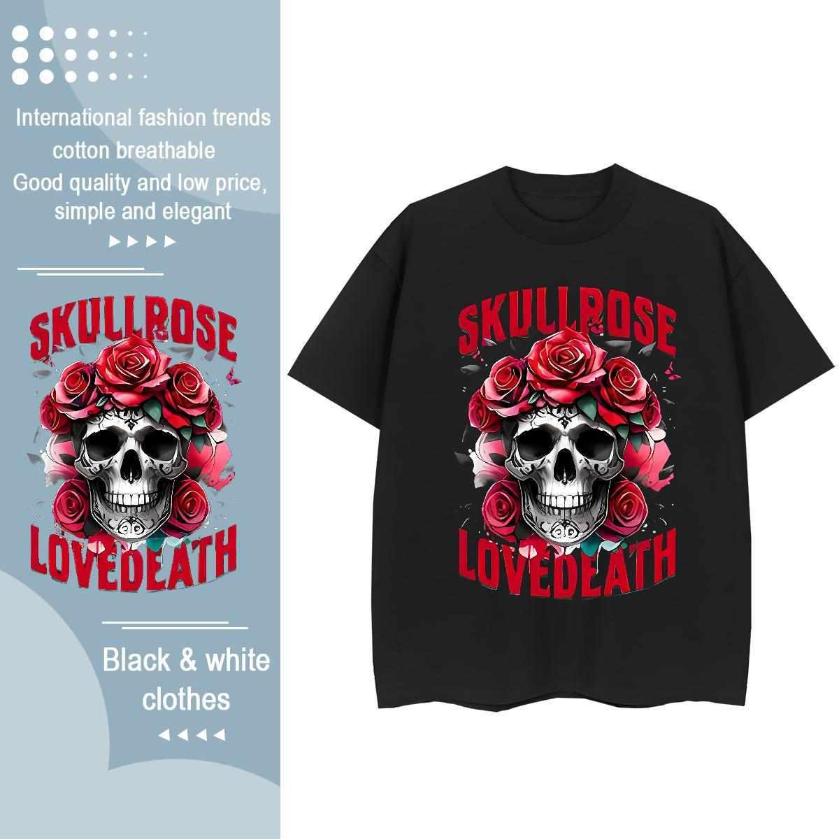 Popular T-Shirts 230g 100% Cotton skull Daily Outfit Custom Big Size Short Sleeve O-Neck Men Tops Tees New Clothings