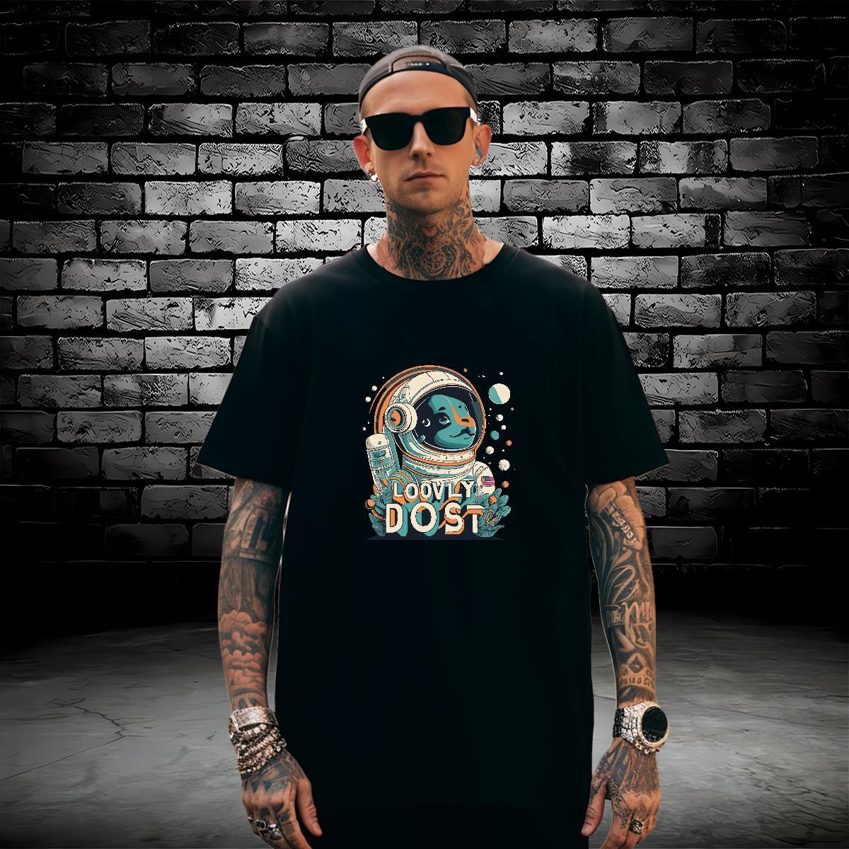 Comfortable T shirt 230g Cotton spaceman Spring Summer Asian Size O Neck Short Sleeves Tshirt for Man Woman DIY Customized Tops Shirt