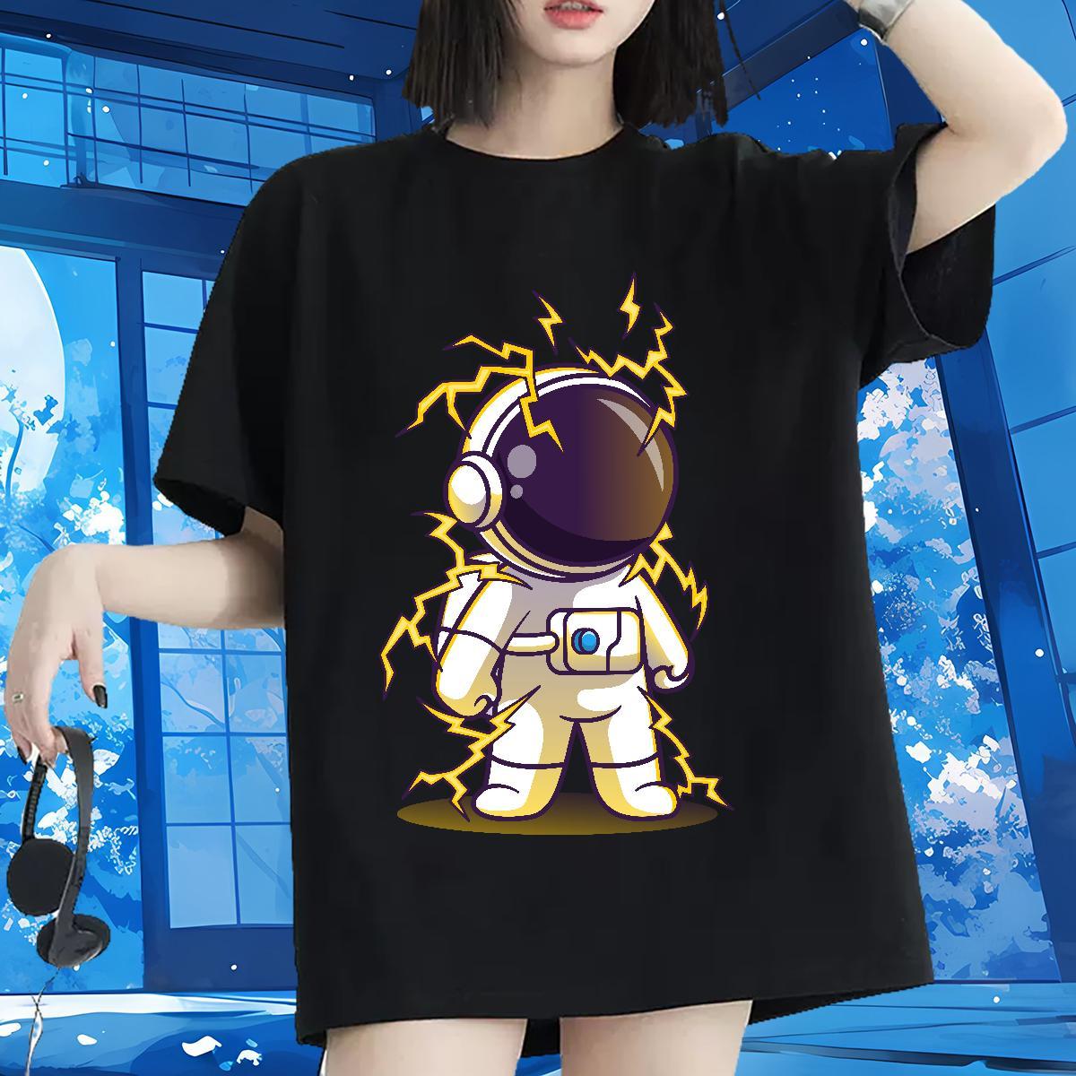 Nice Couples T Shirts 230g Cotton cosmonaut Casual Daily Wear T-Shirts O-Neck Short Sleeve Oversized L-4XL Tops