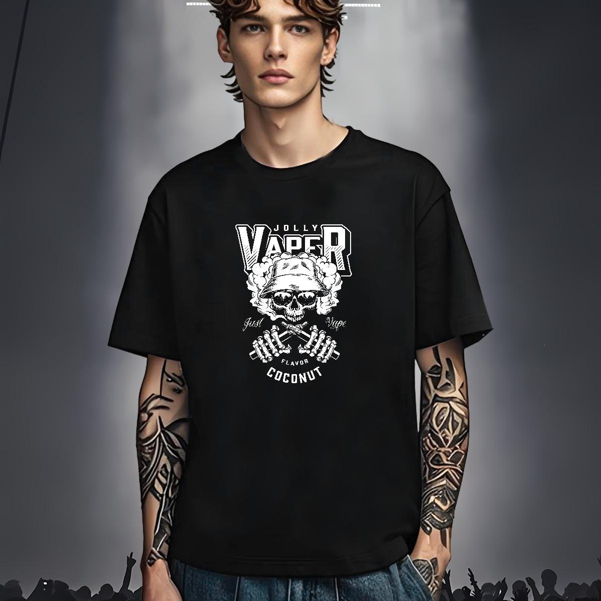 Unisex T-Shirts for Men 230g Cotton skull Street Wear Custom Print Plus Size Pure Cotton Men Tshirts Fashion Tees Shirts