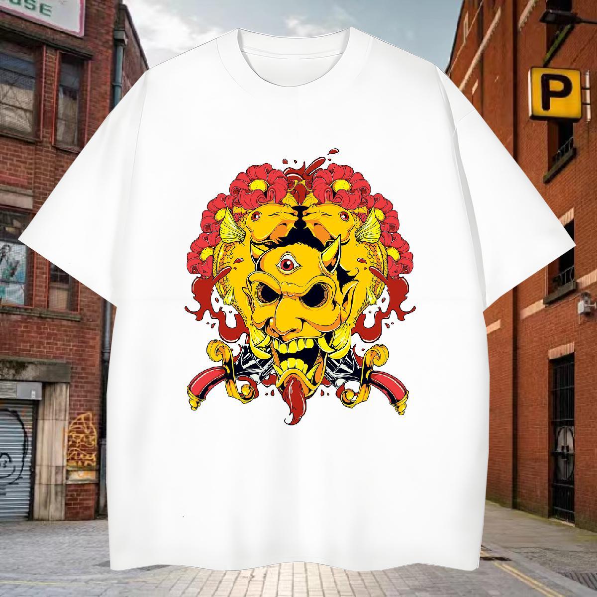 TOP Quality Men T Shirts 230g Pure Cotton skull Summer Casual Skull Breathable Crew Neck Men Clothes T-Shirt Fashion Casual Tops Shirt
