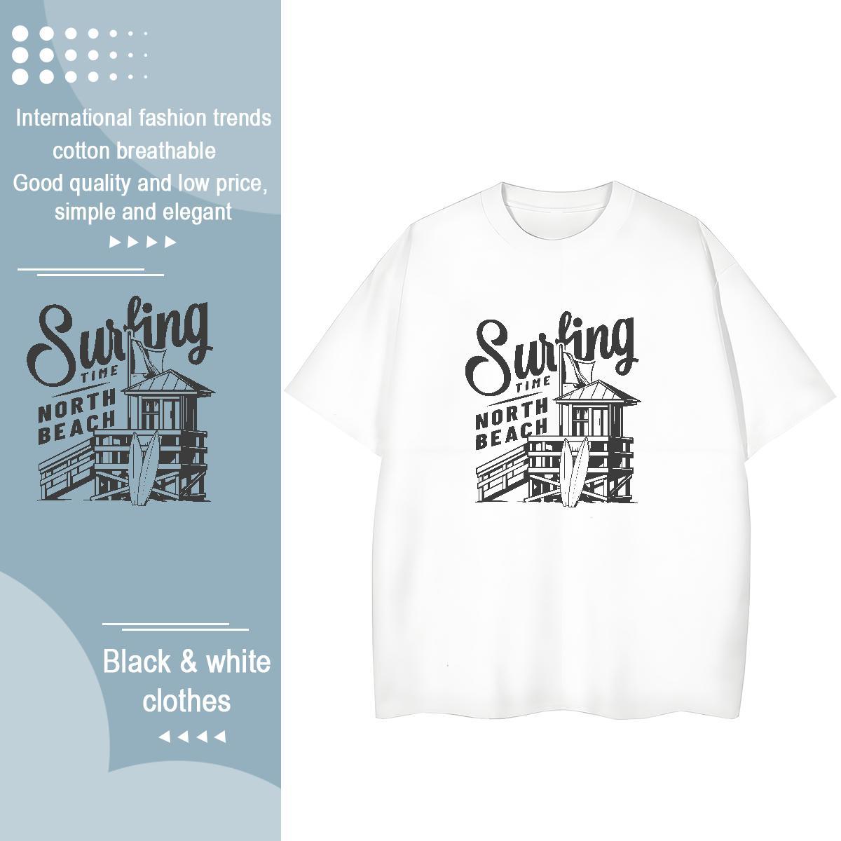 Soft Woman Tshirt 230g Cotton painting Beach T shirt O Neck Short Sleeves Customized Print Tops