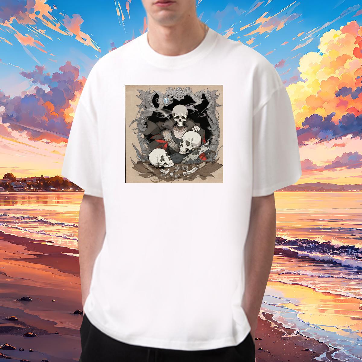Cool Design Men T Shirts 100% Cotton 230g skull Street Casual Asian Size Short Sleeve Soft Men Clothes T-Shirt 2024 New Polos