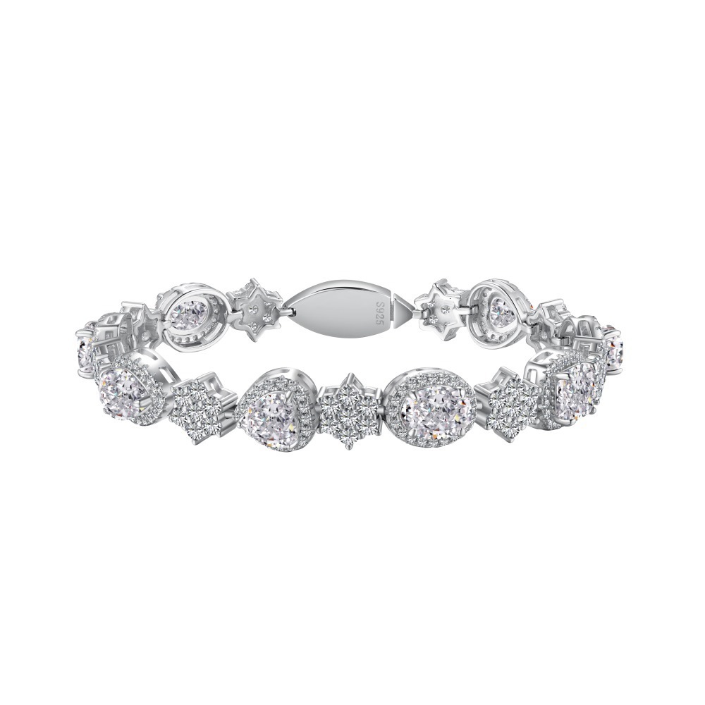 S pure sier summer for women, niche and high-end, candy 8A ice flower cut color high carbon diamond bracelet
