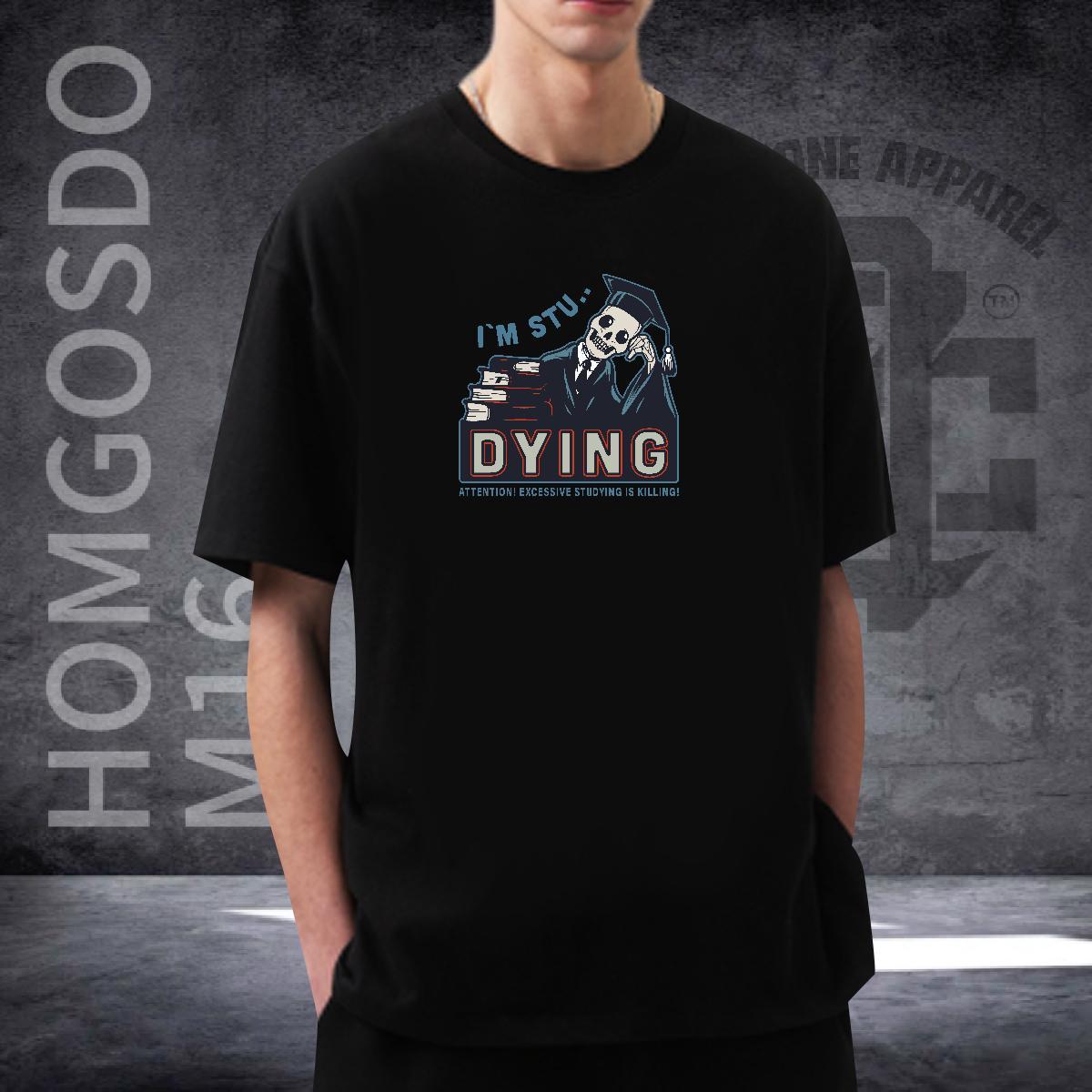 Classic T Shirts Men 100% Cotton 230g skull Hip Hop Street Custom Printed Breathable Crew Neck Men Clothes T-Shirt Fashion New Top Tees