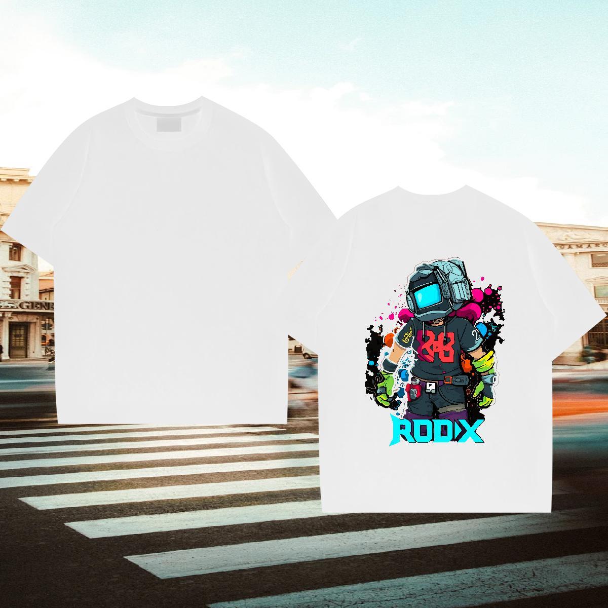 Wholesale T Shirts Men 230g Pure Cotton robot Home Outdoor DIY Printed Round Neck Short Sleeve Couples T Shirts New Designer Clothes