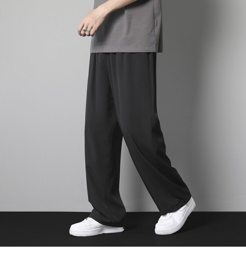 Men's Pants Sweat Straight Summer Thin Ice Silk Quick-Drng Loose Casual Trousers Ultra-Thin Wide-Leg Sweatpants