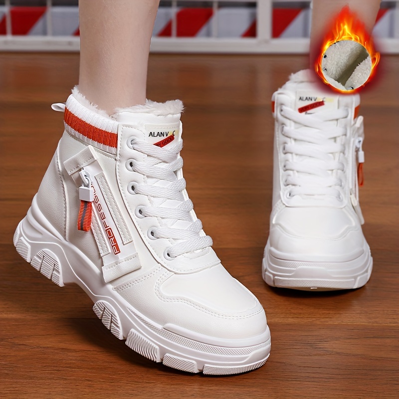 Non Slip High Top Snow Boots, Fur Lined Thermal Round Toe Winter Boots, Platform Warm Wear Resistance Snow Shoes