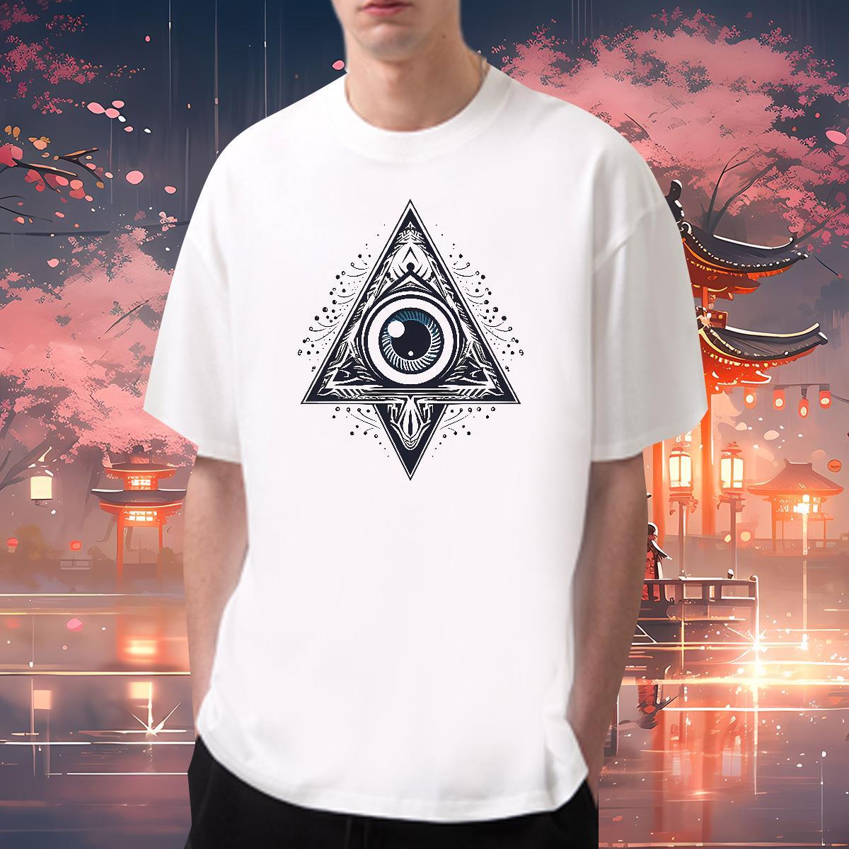 TOP Quality T-Shirts 230g 100% Cotton eye of the devil Casual Beach Asian Size Short Sleeve Soft Tshirt for Man Woman 2024 New Top Tees
