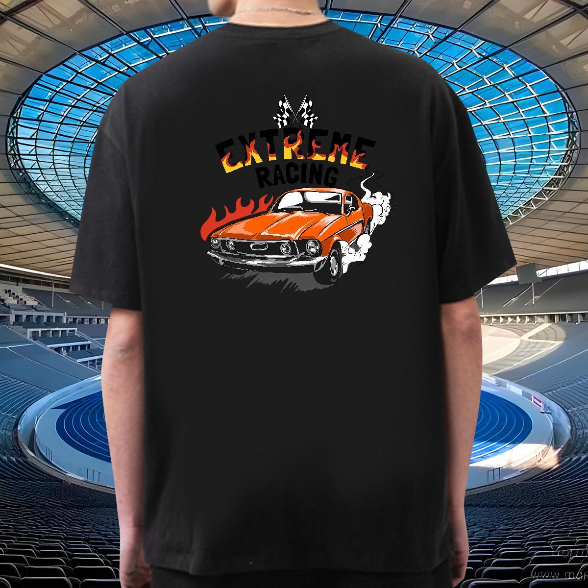 Loose T-Shirts for Men 100% Cotton 230g car Hip Hop Street DIY Short Sleeve Soft Mens Tshirts 2024 Clothes