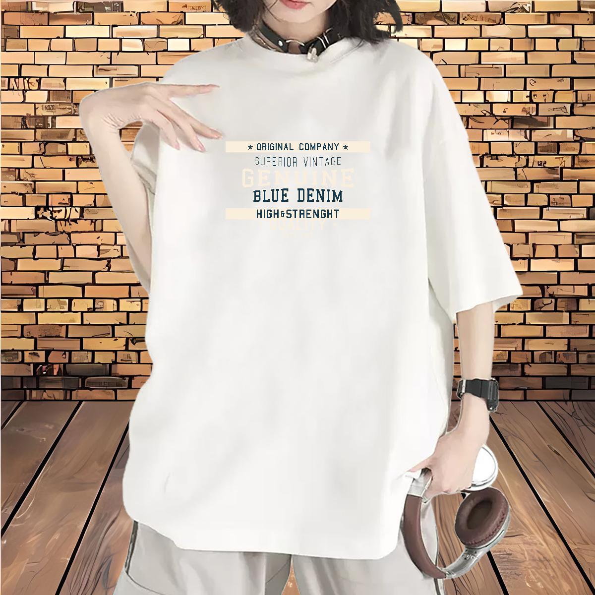 Loose fit Unisex Tshirts 230g 100% Cotton letter Hip Hop Street T-Shirts for Women Short sleeve Soft DIY Printed Clothes Shirt