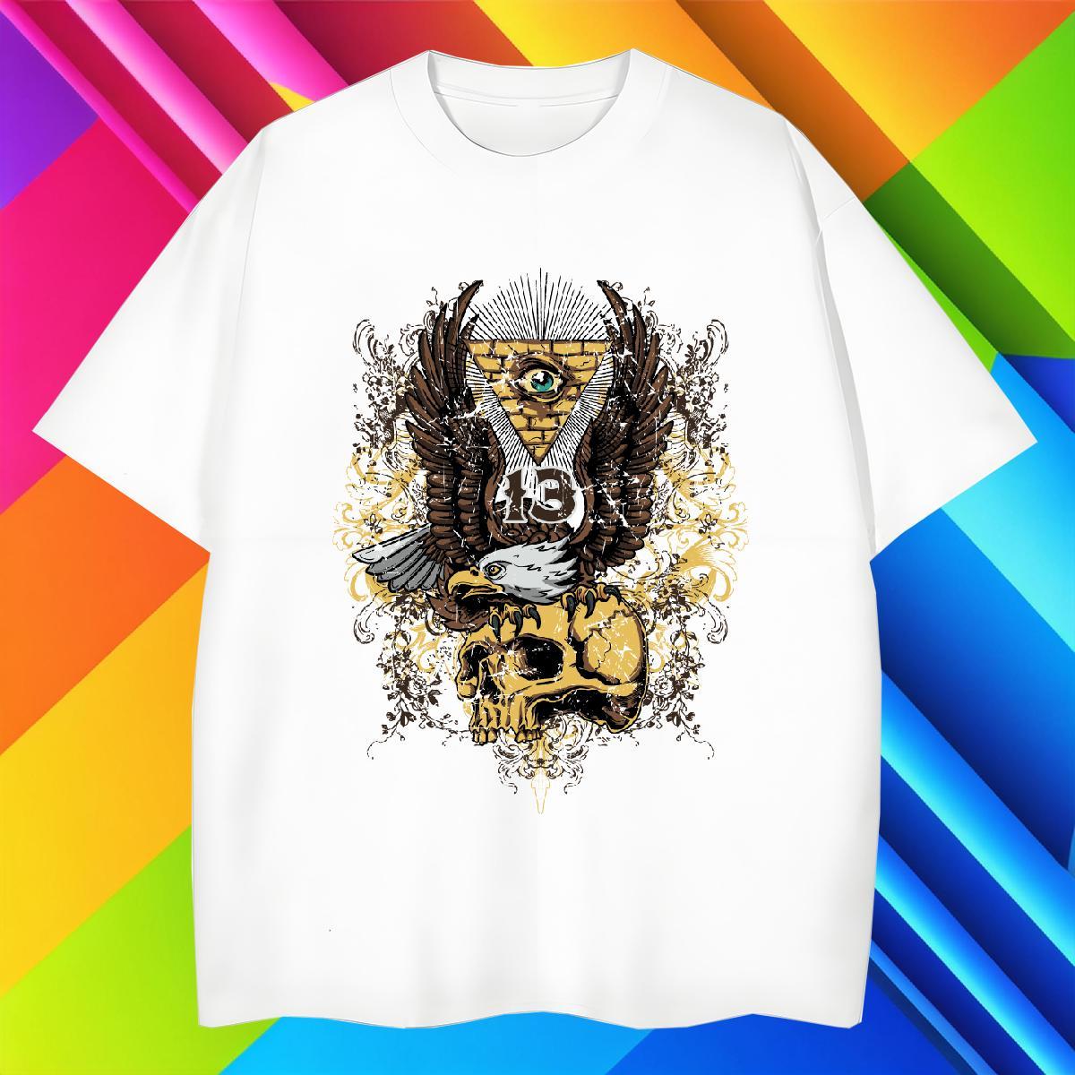 High Quality T-Shirts for Men 100% Cotton 230g skull Daily Outfit Custom Cartoon Breathable Short Sleeve Men Tops Tees 2024 New Clothings