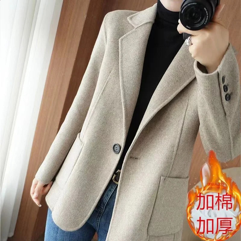 Womens Wool Jacket Lining Autumn Set Outcoat and Winter Thick Large Size 240826