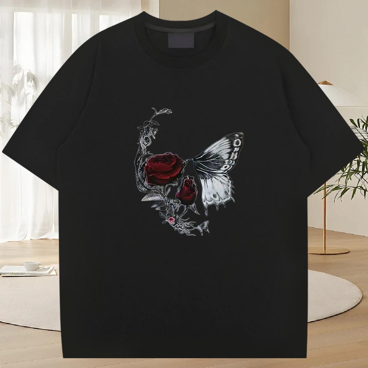 Wholesale T shirt 230g 100% Cotton skull Street Wear DIY Printed Short Sleeve O-Neck Men Tops Tees Classic Casual Top Tees