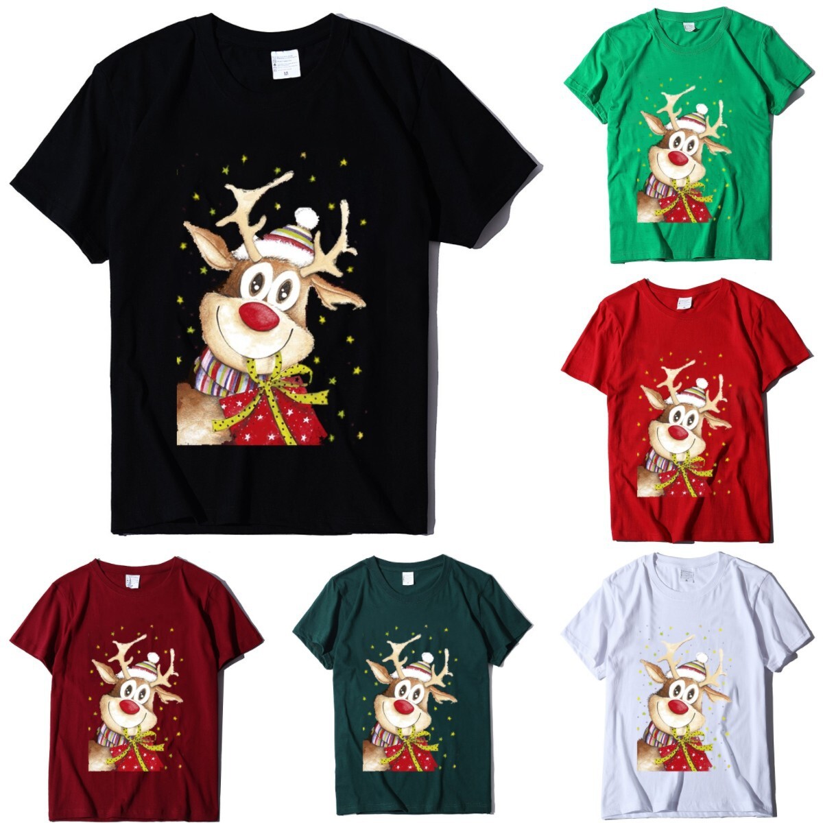New Christmas Clothing Elk Printed Casual Round Neck T-shirt Women's Autumn dongdumaoyi