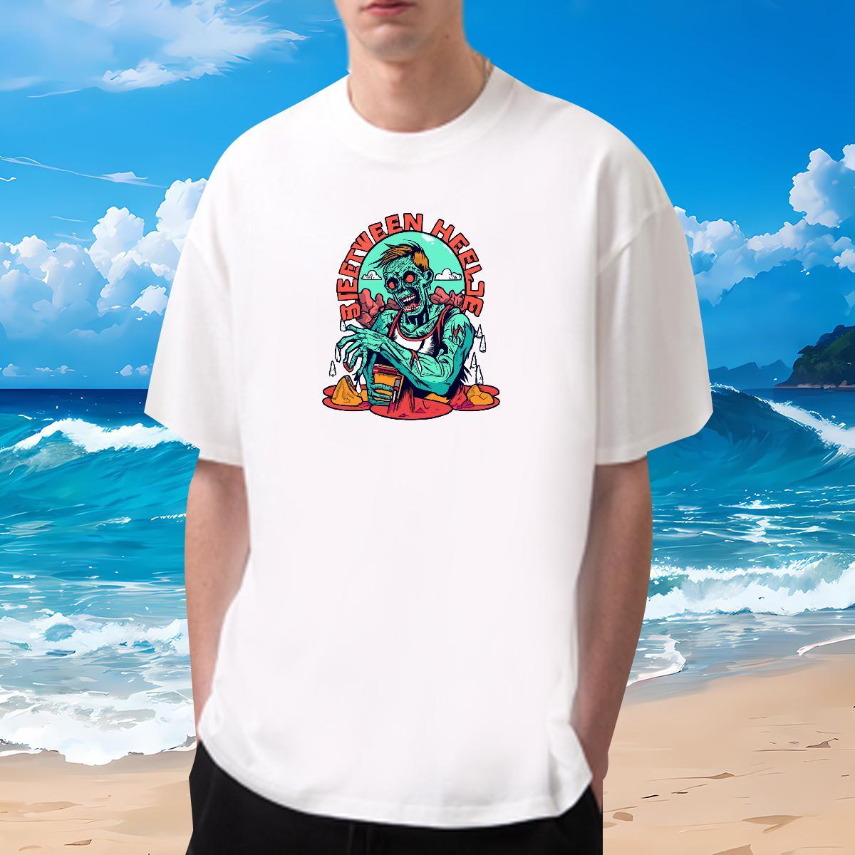 Loose Man T Shirts 100% Cotton 230g skull Sports Casual DIY Printed Breathable Soft Tshirts Stylist Wear