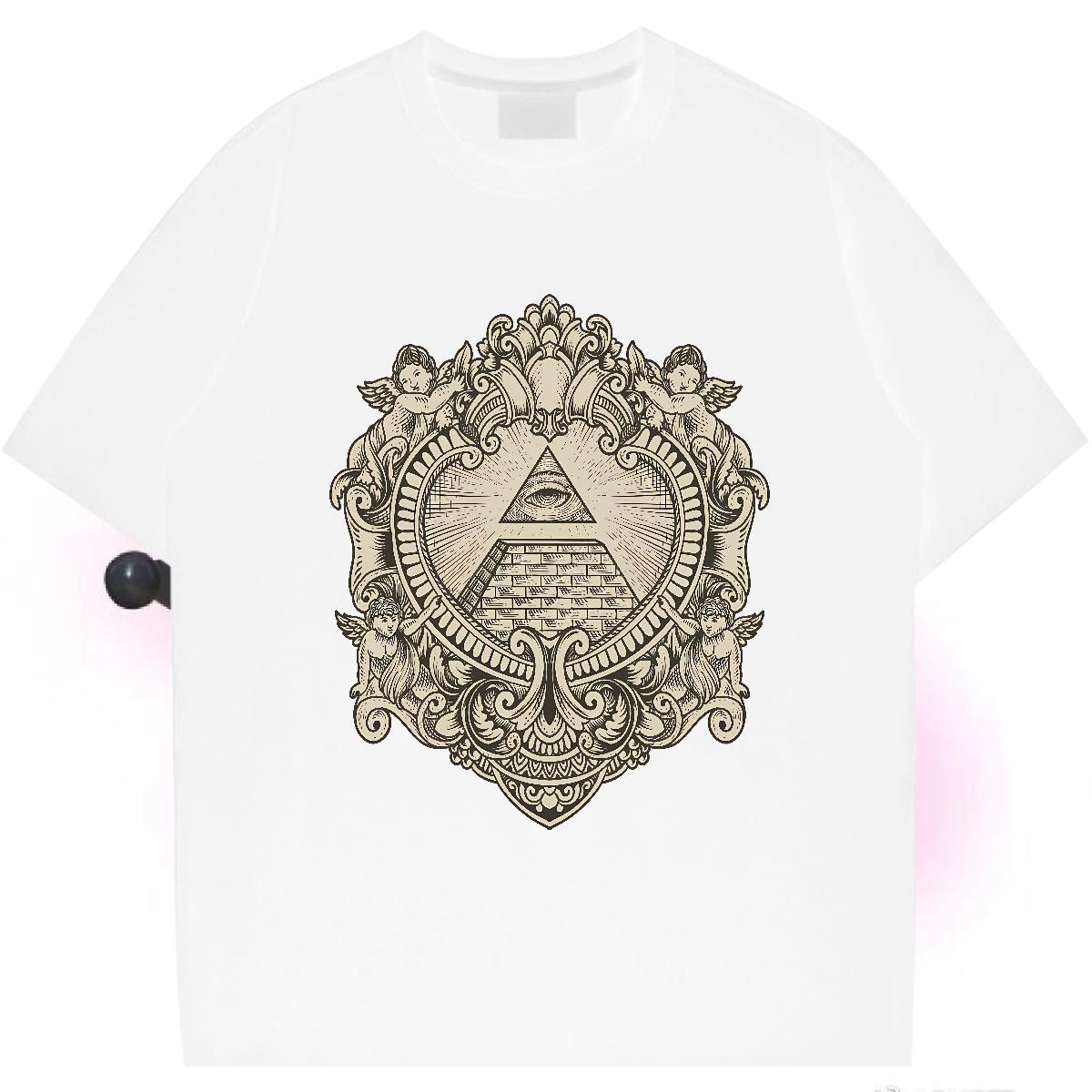 Cool T-Shirts for Men 100% Cotton 230g eye of the devil Daily Outfit Oversized Breathable Men Tshirts Classic Tee Shirt