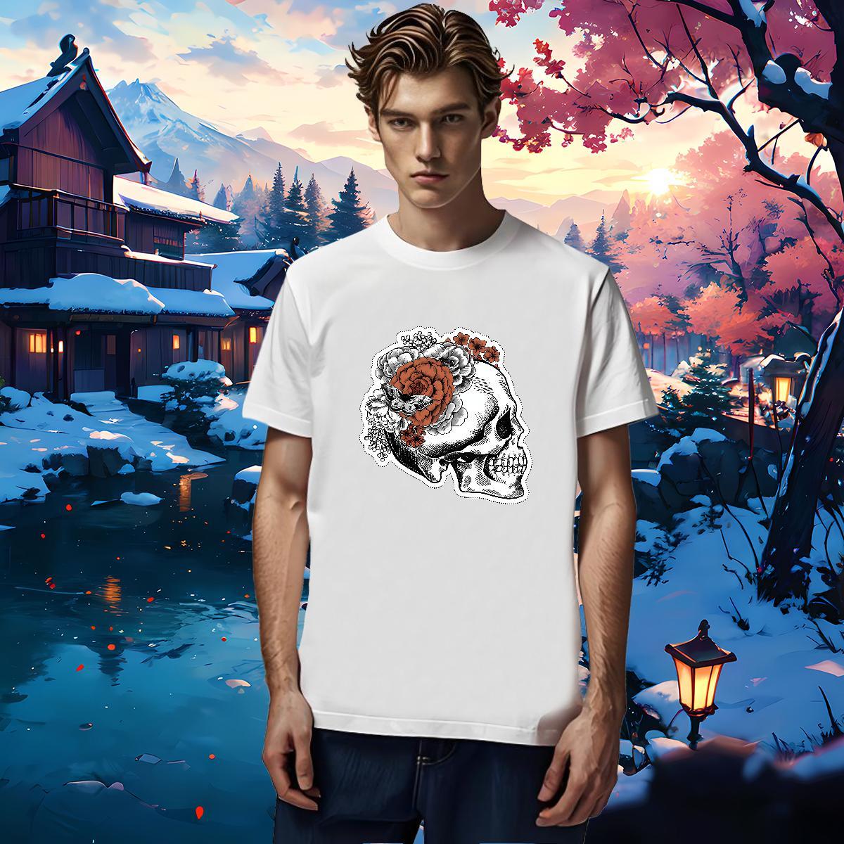 Cool Design T shirt 100% Cotton 230g flower Casual Beach Oversized Breathable Short Sleeve Men Clothes T-Shirt Fashion New Top Tees