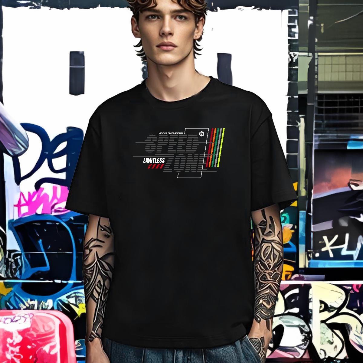 High Quality T Shirt For Man 230g Cotton letter Street wear Hip Hop DIY Anime Crew Neck Breathable Men Tshirts Fashion Design Tops