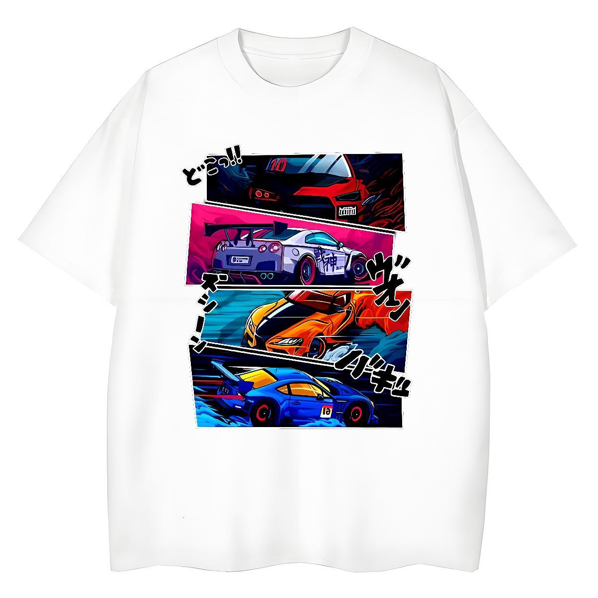 Free Shipping Men T Shirts 230g 100% Cotton car High Street Hip Hop DIY Breathable Short Sleeve Men Tops Tees Factory Direct Clothings