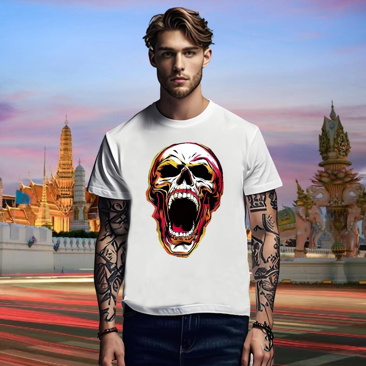 Cool T Shirts Men 100% Cotton 230g angry Street wear Hip Hop Custom Printed Breathable Crew Neck Men Clothes T-Shirt Classic Tops Tees