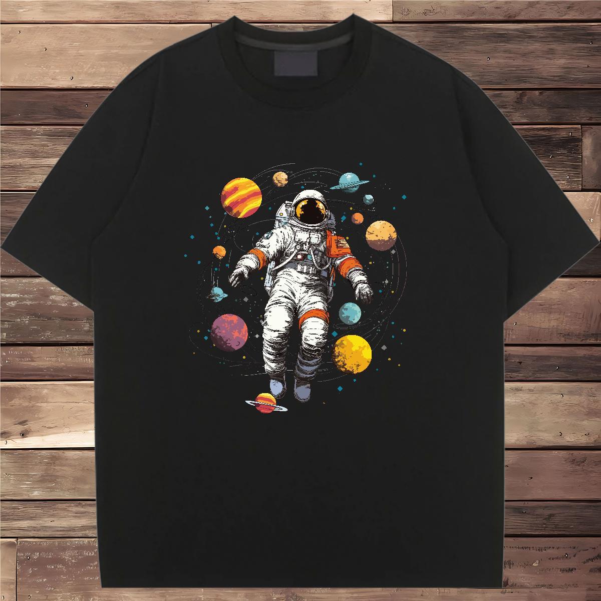 Designer Couples T Shirts 230g Pure Cotton cosmonaut Casual T Shirt For Woman Comfortable Custom Print Plus Size Clothes