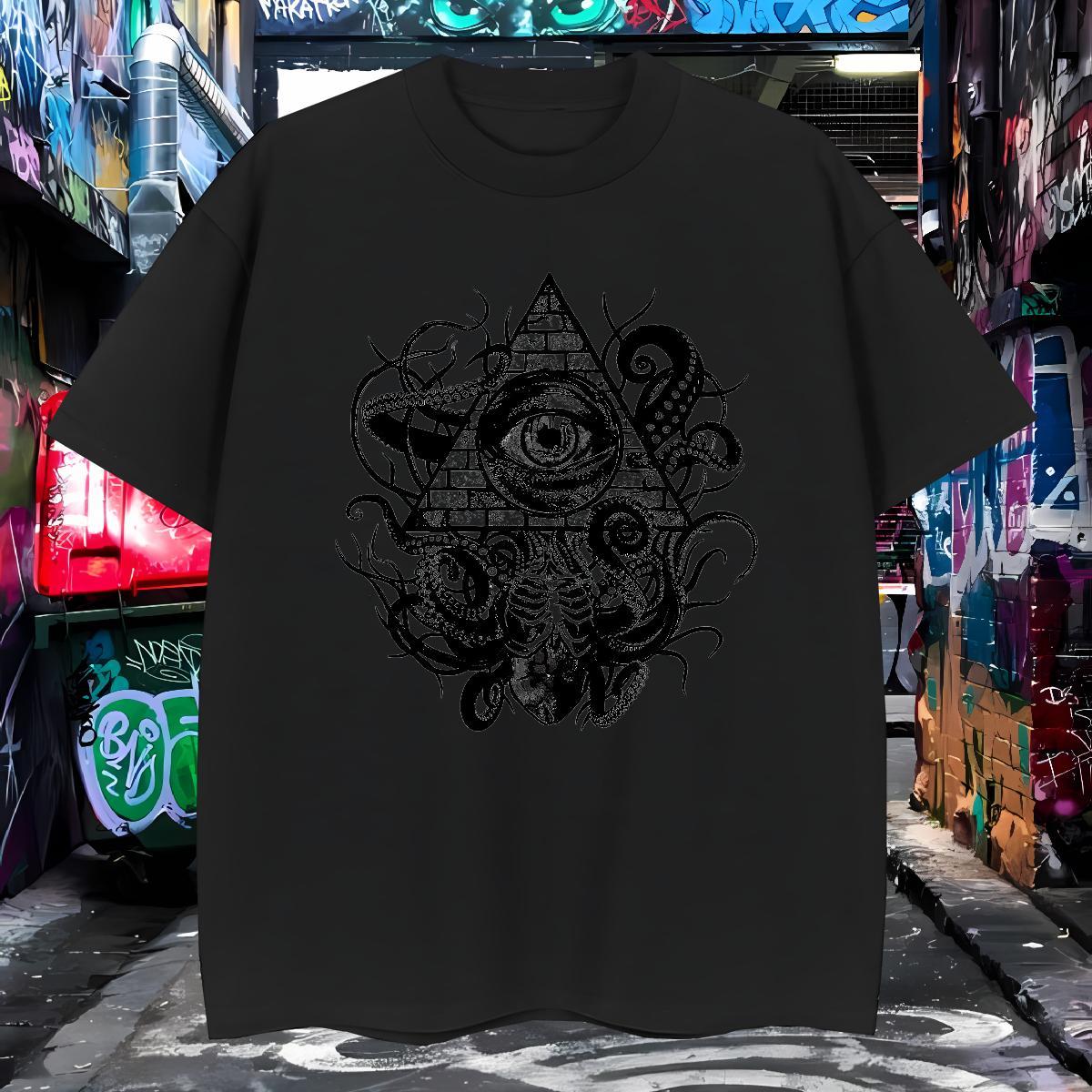 Popular Man T Shirts 230g Pure Cotton eye of the devil Hip Hop Custom Printing Round Neck Short Sleeve Men Tshirts DIY Customized Tops Tees