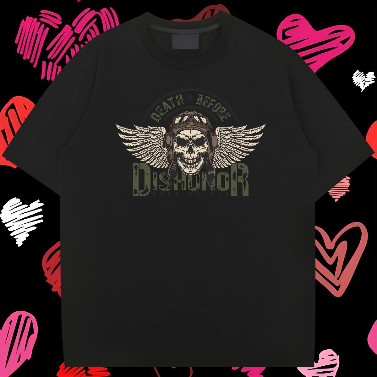 Popular Mens T Shirts 100% Cotton 230g skull Daily Outfit Custom Printing Crew Neck Breathable Tshirt for Man Woman 2024 New Clothes