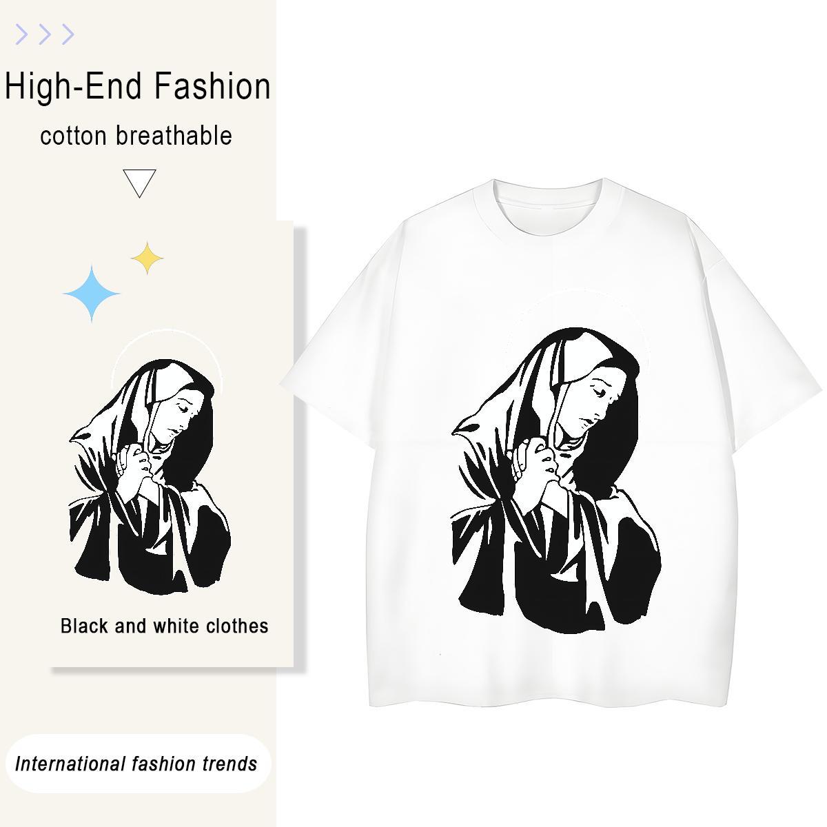 Nice Tshirt for Man Woman 230g Cotton pray Daily Outfit T-Shirts Short Sleeve O-Neck DIY Logo Clothes Shirt