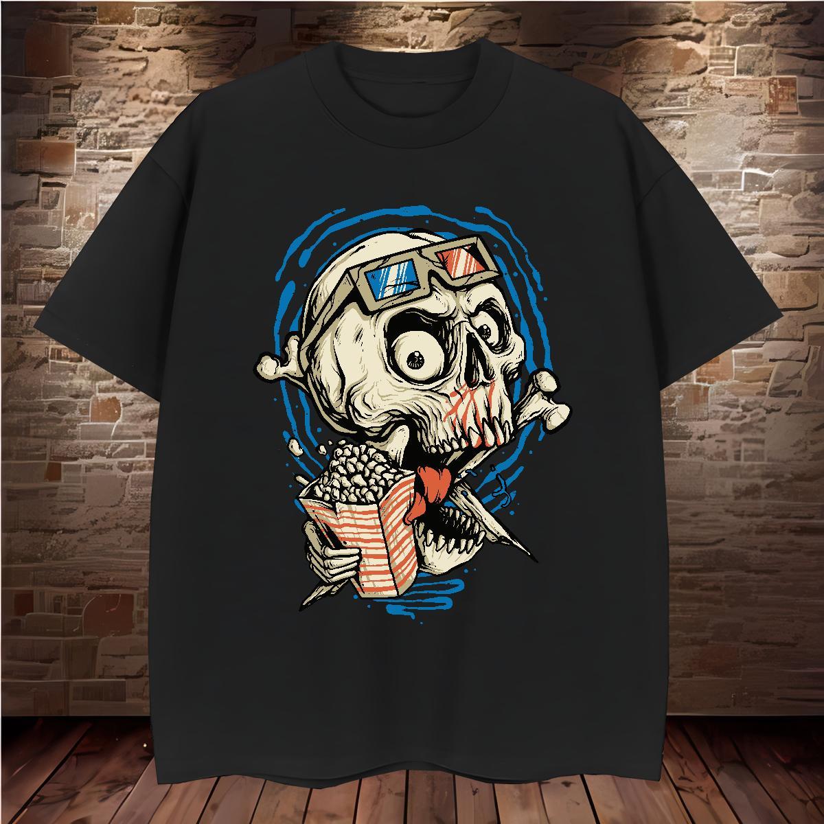 Loose Mens T Shirts 230g 100% Cotton skull Hip Hop Skull Breathable Mens Tshirts DIY Customized Clothings