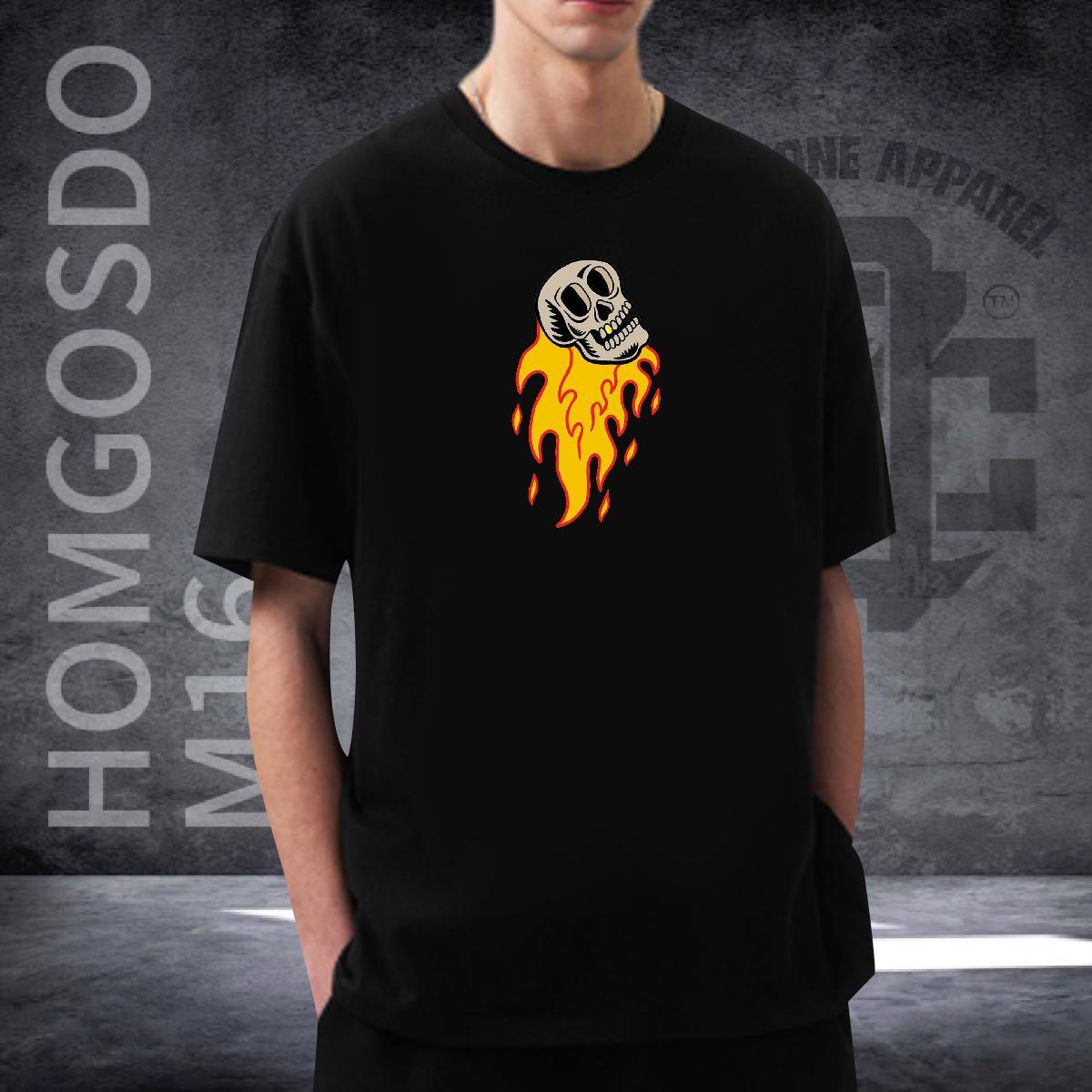 Cool Design Mens T Shirts 100% Cotton 230g skull Casual Beach DIY Printed Breathable Crew Neck Mens Tshirts Fashion Tees Shirts