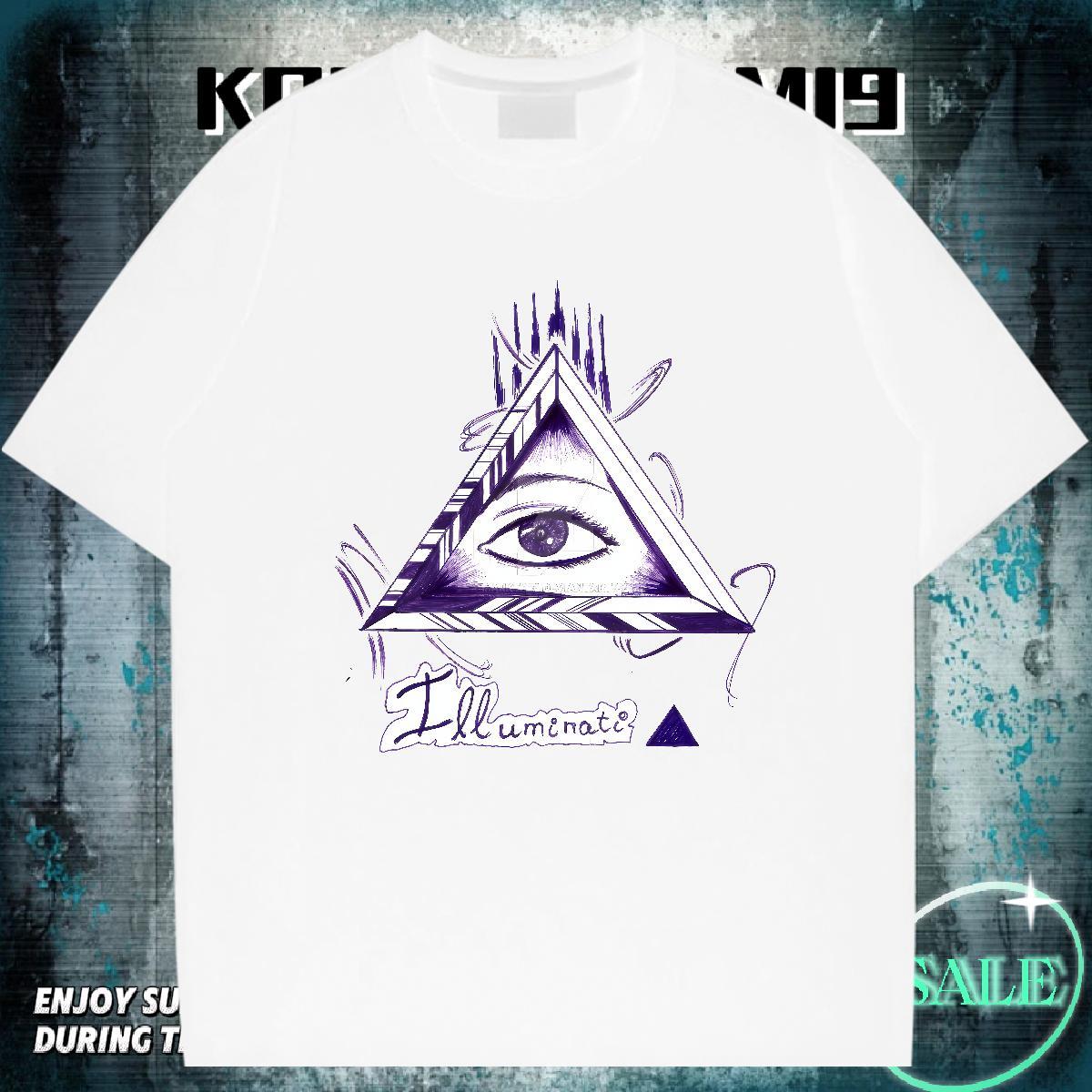 Free Shipping Men T Shirts 230g Cotton eye of the devil Hip Hop Street Cartoon Printing L-4XL Breathable Short Sleeve Tshirt for Man Woman Classic Cas